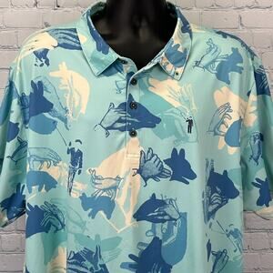 William Murray Happy Hands Polo Shirt Golf Golfing Golfer Bill Blue XXL 2XL